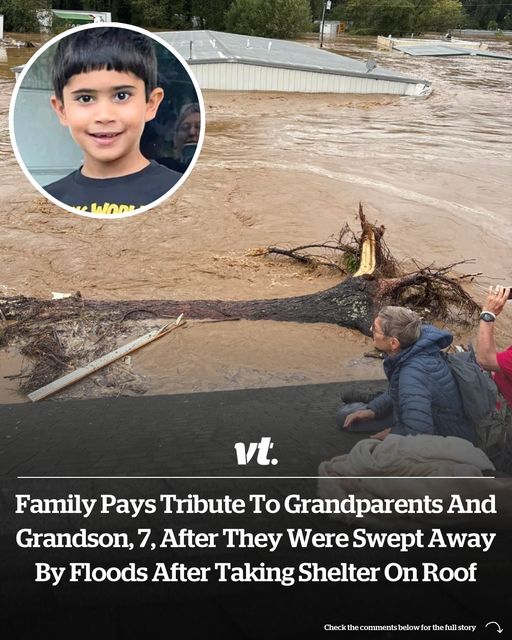 Family pays tribute to grandparents and grandson, 7, after they were swept away by floods after taking shelter on roof